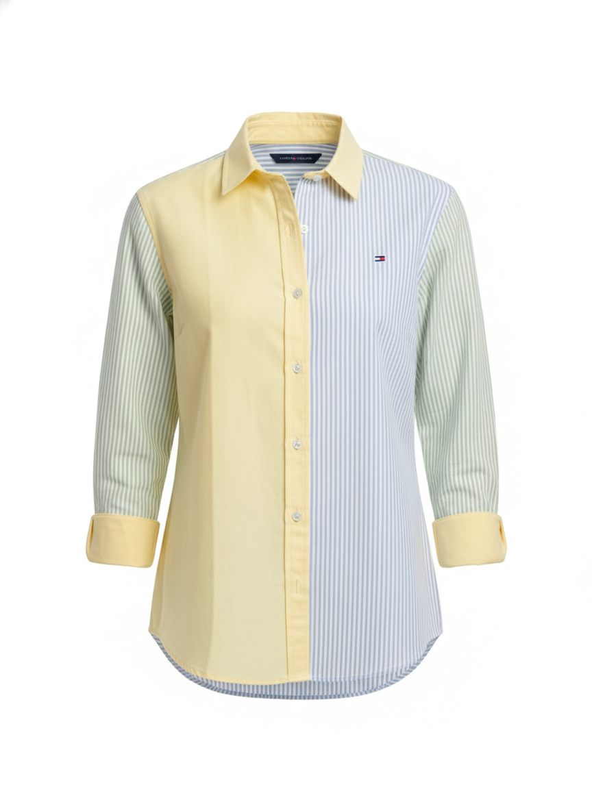 Tommy Hilfiger Signature Color Block & Stripe Poplin Shirt -#00204
