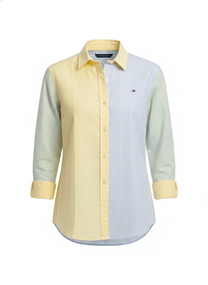 Tommy Hilfiger Signature Color Block & Stripe Poplin Shirt -#00204