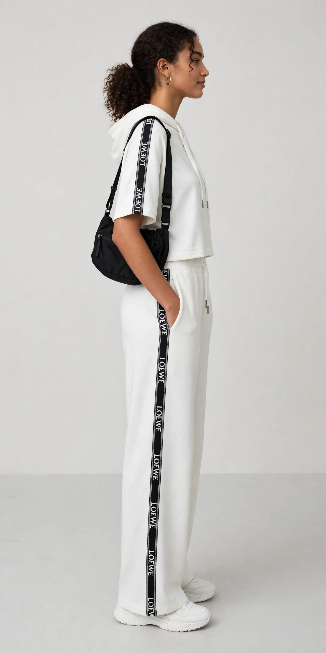 LOEWE Anagram Women's Cropped Hoodie & Wide-Leg Tracksuit Set #00300