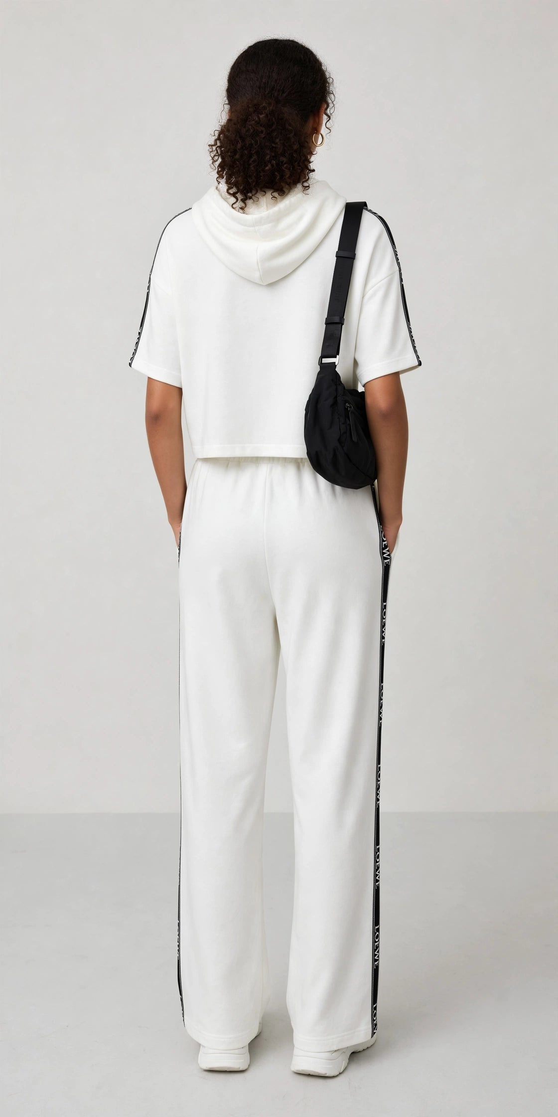 LOEWE Anagram Women's Cropped Hoodie & Wide-Leg Tracksuit Set #00300