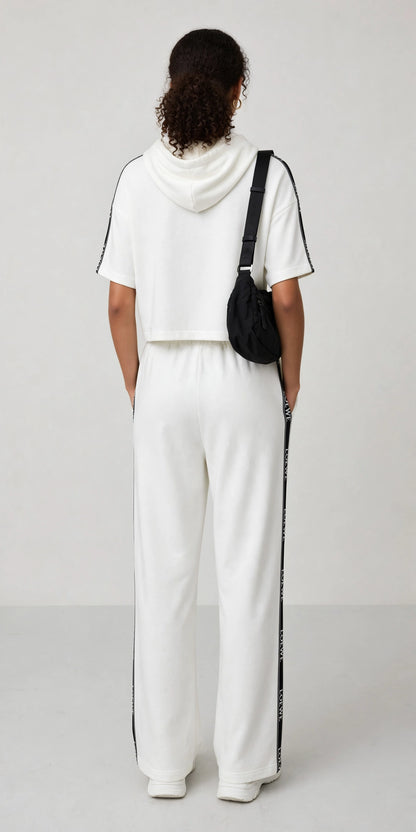 LOEWE Anagram Women's Cropped Hoodie & Wide-Leg Tracksuit Set #00300