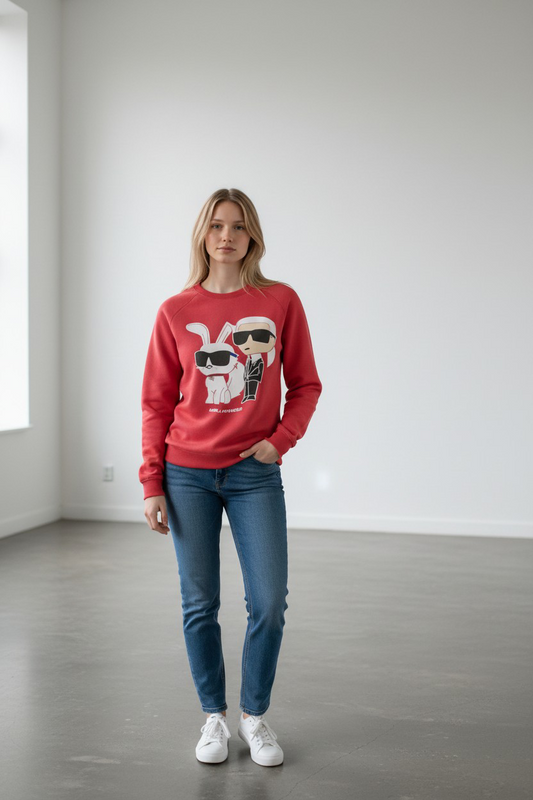 Karl Lagerfeld Cartoon Print T-Shirt/ #0043