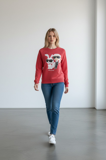 Karl Lagerfeld Cartoon Print T-Shirt/ #0043