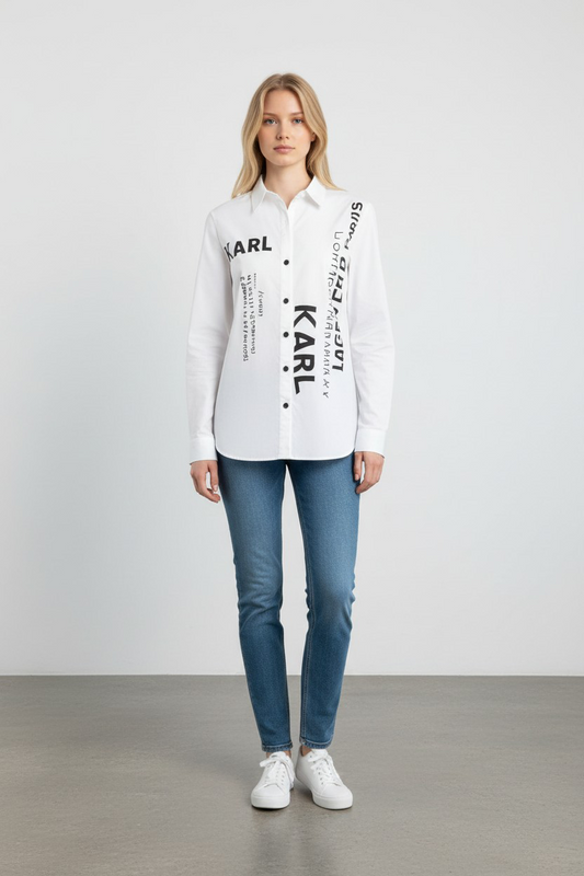 Karl Lagerfeld Paris Graphic Logo Shirt/ #0005