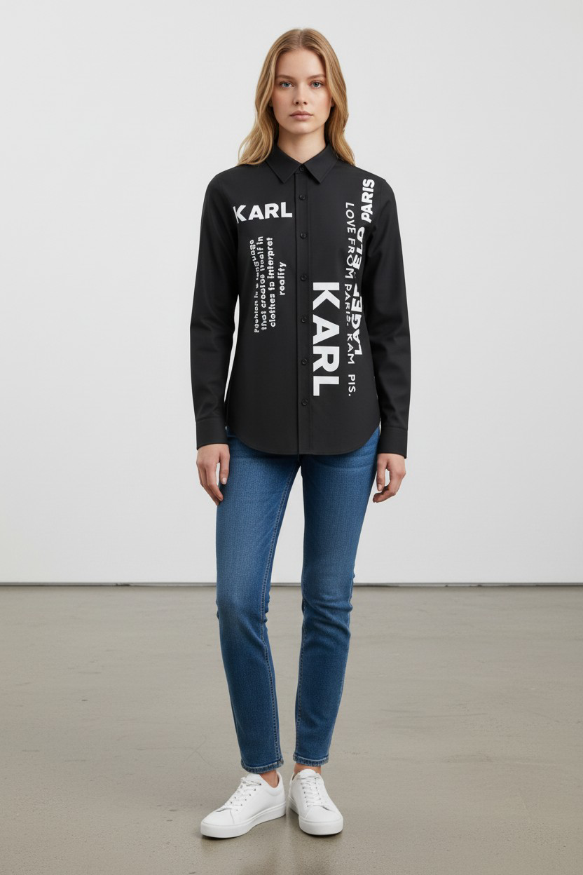 Karl Lagerfeld Paris Graphic Logo Chemise/ #0005