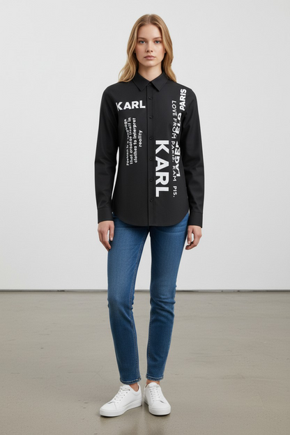 Karl Lagerfeld Paris Graphic Logo Chemise/ #0005