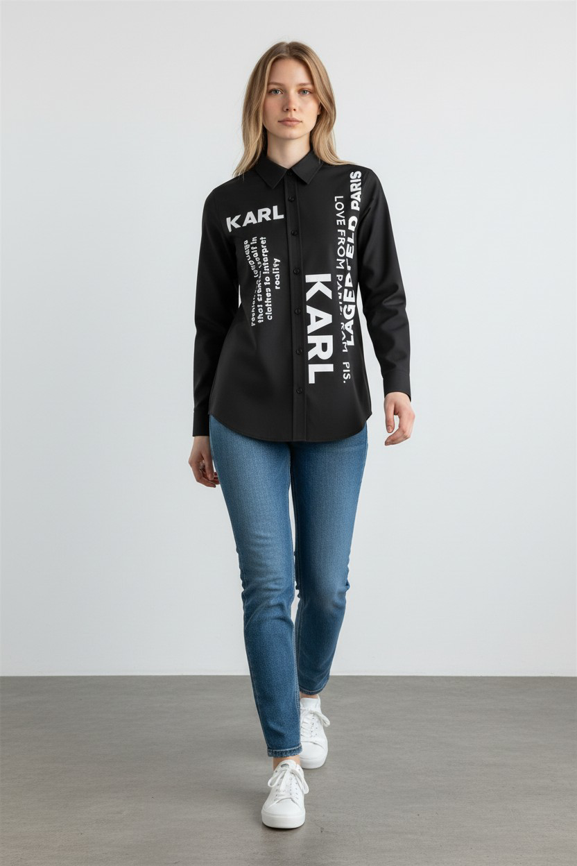 Karl Lagerfeld Paris Graphic Logo Chemise/ #0005