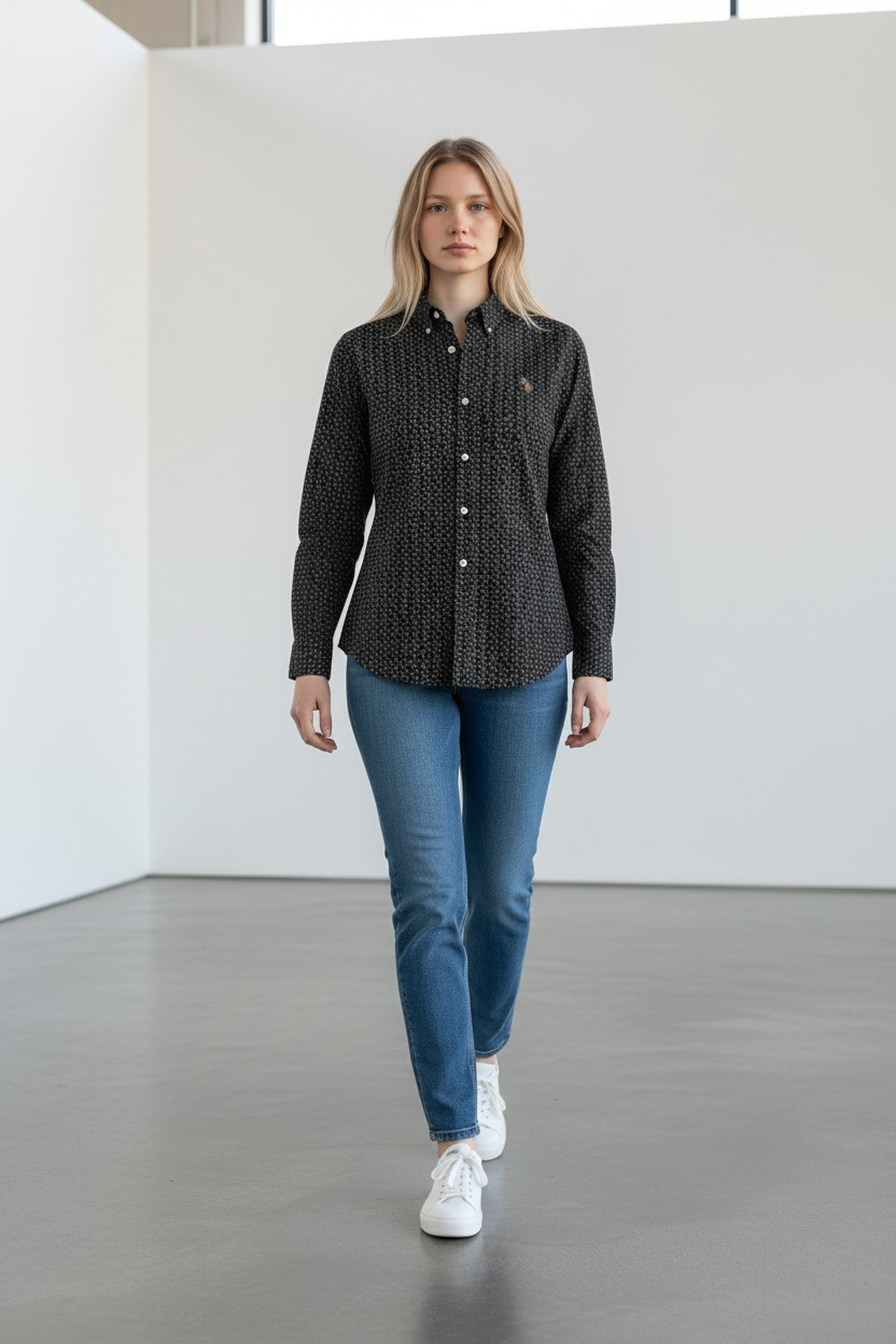 Polo Long Sleeve Printed Shirt/ #0018