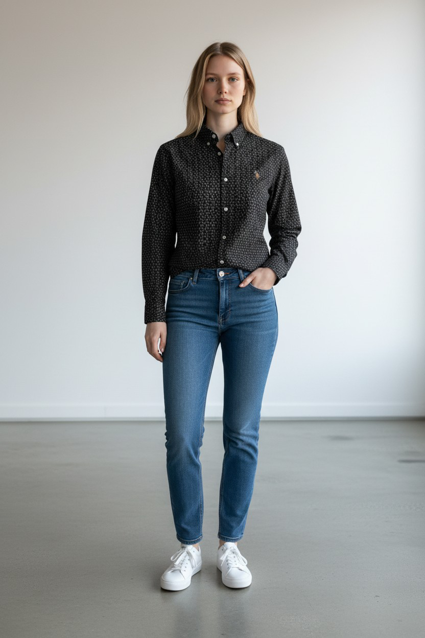 Polo Long Sleeve Printed Shirt/ #0018