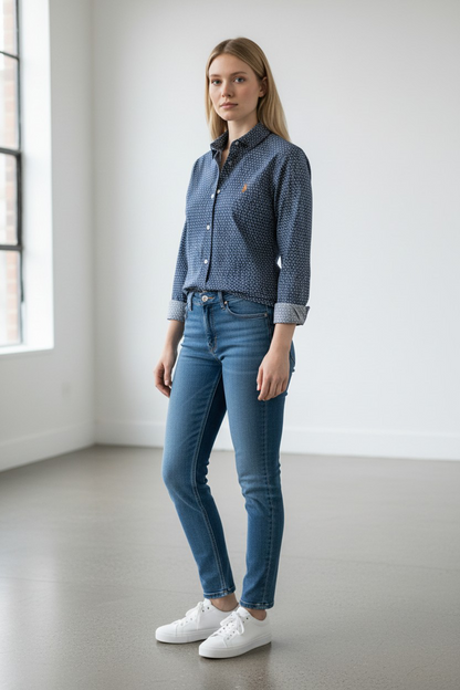 Polo Long Sleeve Printed Shirt/ #0018