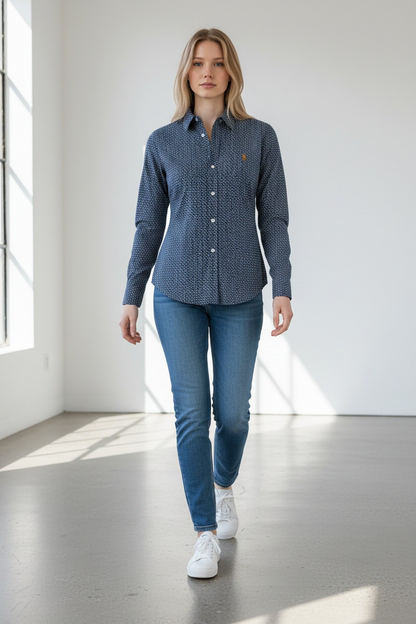 Polo Long Sleeve Printed Shirt/ #0018