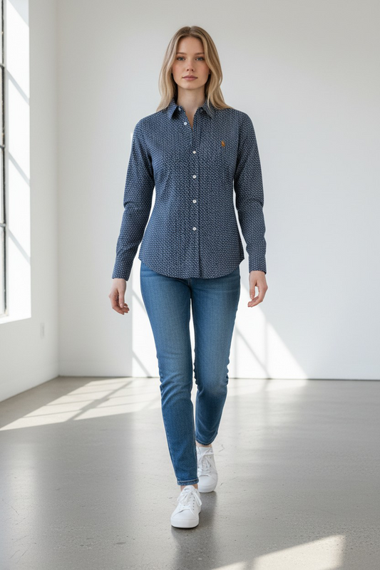 Polo Long Sleeve Printed Shirt/ #0018