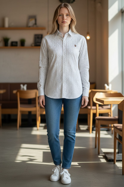 Polo Long Sleeve Printed Shirt/ #0018