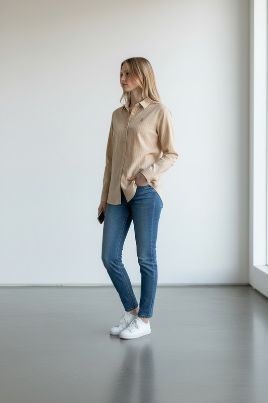 POLO Striped Button-Up Shirt/ #0021