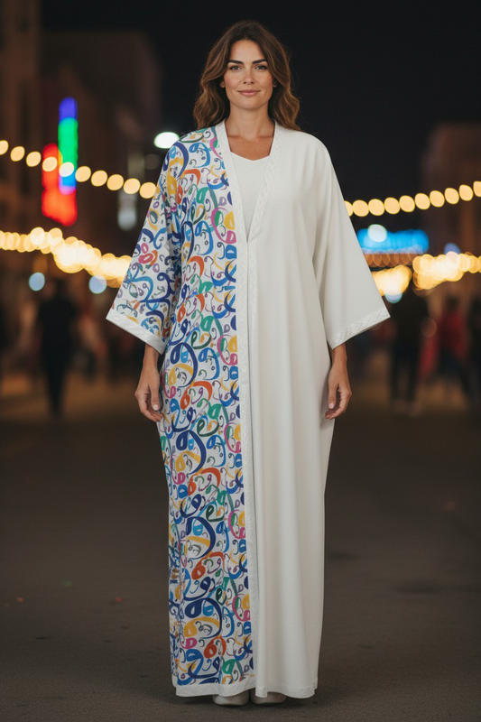 Ramadan Calligraphy Satin Kaftan-#00226