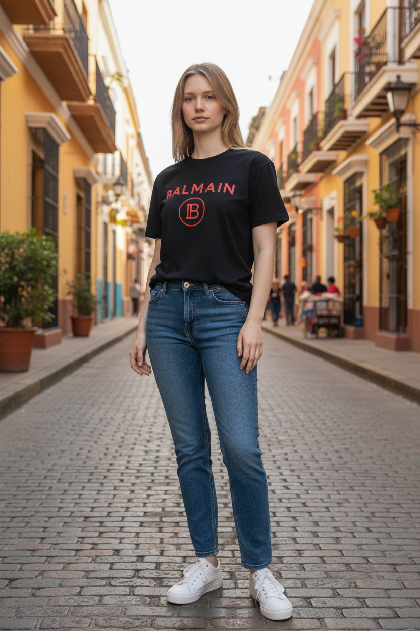 Balmain Logo Short Sleeve Cotton T-Shirt #00233