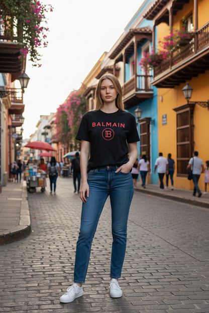 Balmain Logo Short Sleeve Cotton T-Shirt #00233