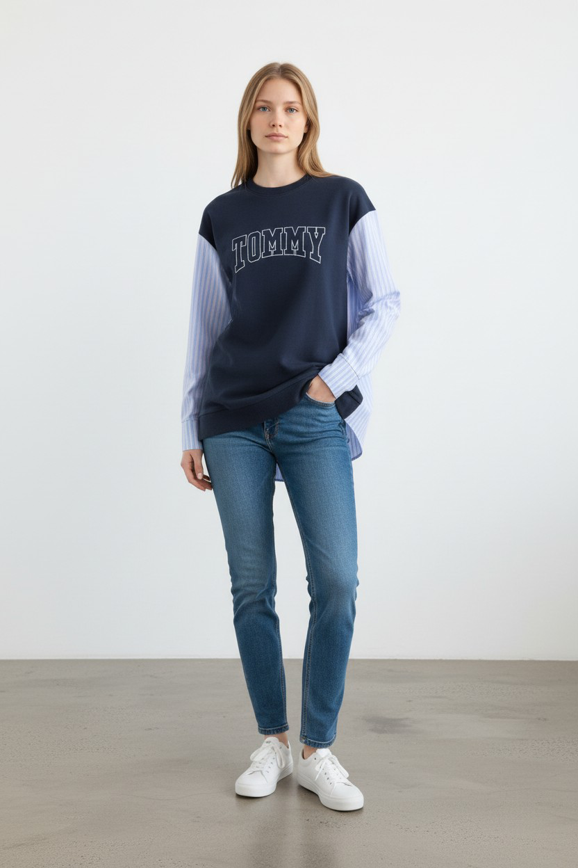 Tommy Hilfiger Layered Sweatshirt Shirt-#00237