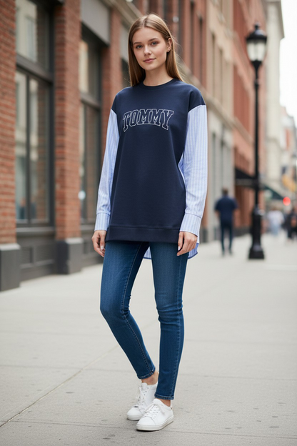 Tommy Hilfiger Layered Sweatshirt Shirt-#00237