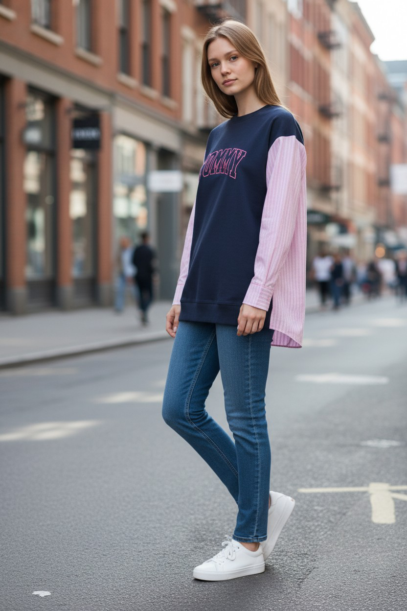 Tommy Hilfiger Layered Sweatshirt Shirt-#00237