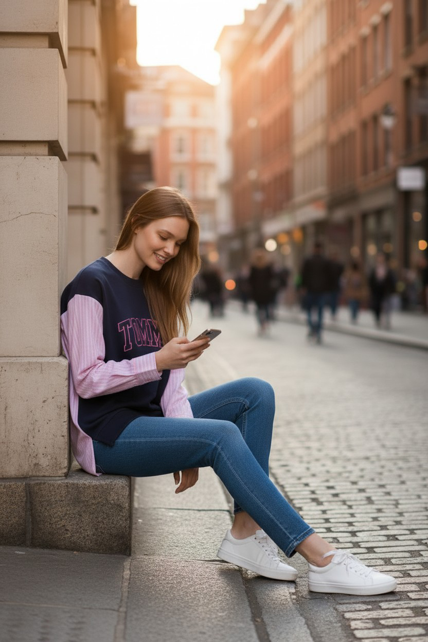 Tommy Hilfiger Layered Sweatshirt Shirt-#00237