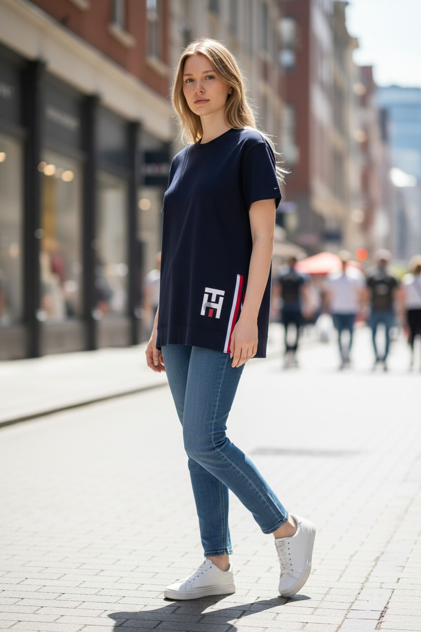Tommy Hilfiger Elevated Longline Signature T-shirt #00242