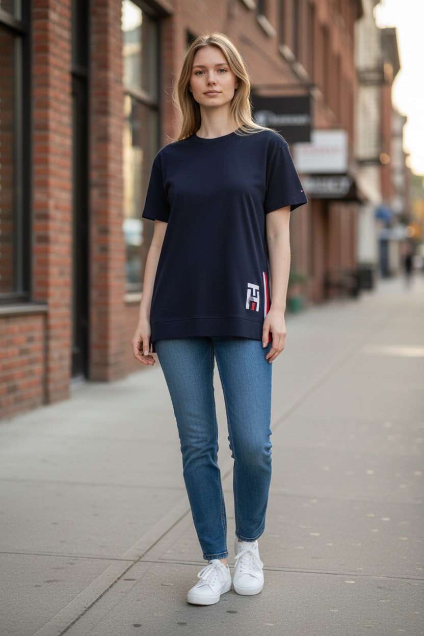 Tommy Hilfiger Elevated Longline Signature T-shirt #00242