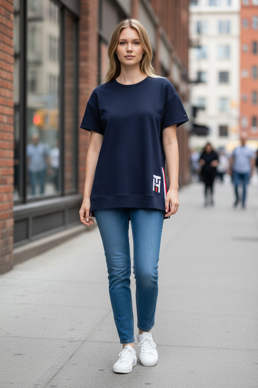 Tommy Hilfiger Elevated Longline Signature T-shirt #00242