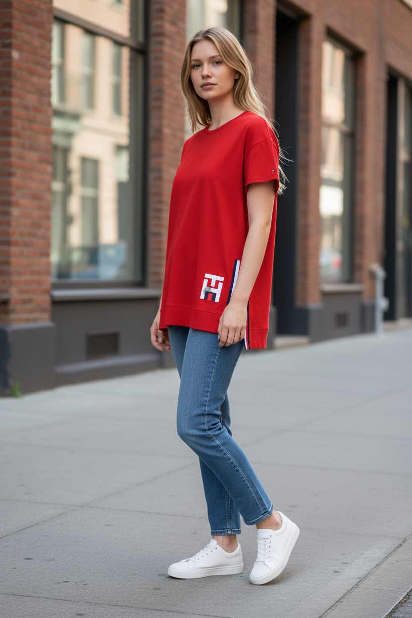 Tommy Hilfiger Elevated Longline Signature T-shirt #00242
