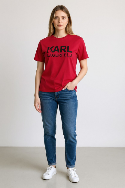 Karl Lagerfeld Signature Embossed Logo short sleeve T-Shirt-#00259
