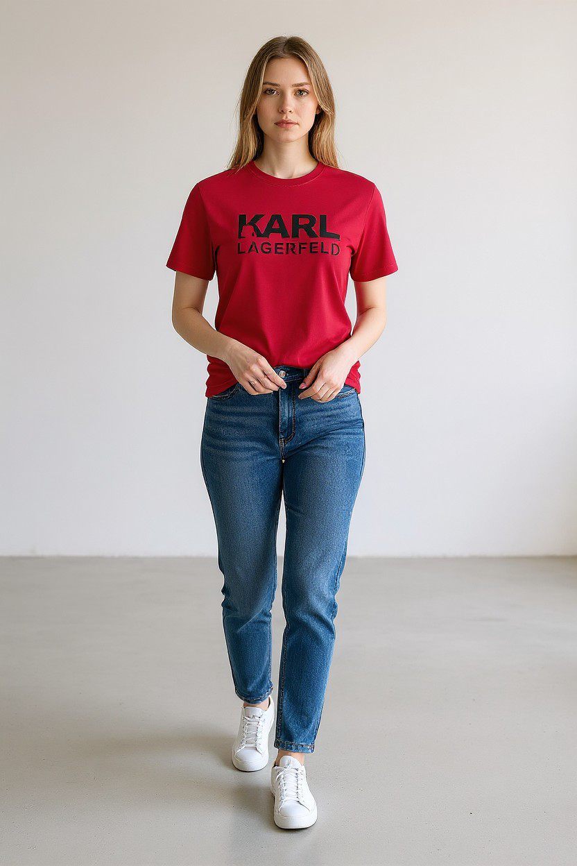 Karl Lagerfeld Signature Embossed Logo short sleeve T-Shirt-#00259