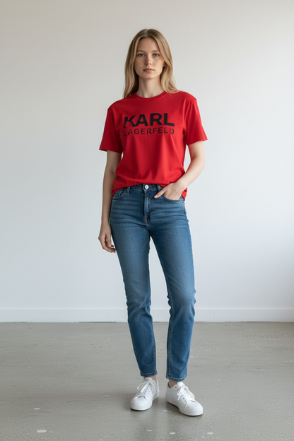 Karl Lagerfeld Signature Embossed Logo short sleeve T-Shirt-#00259