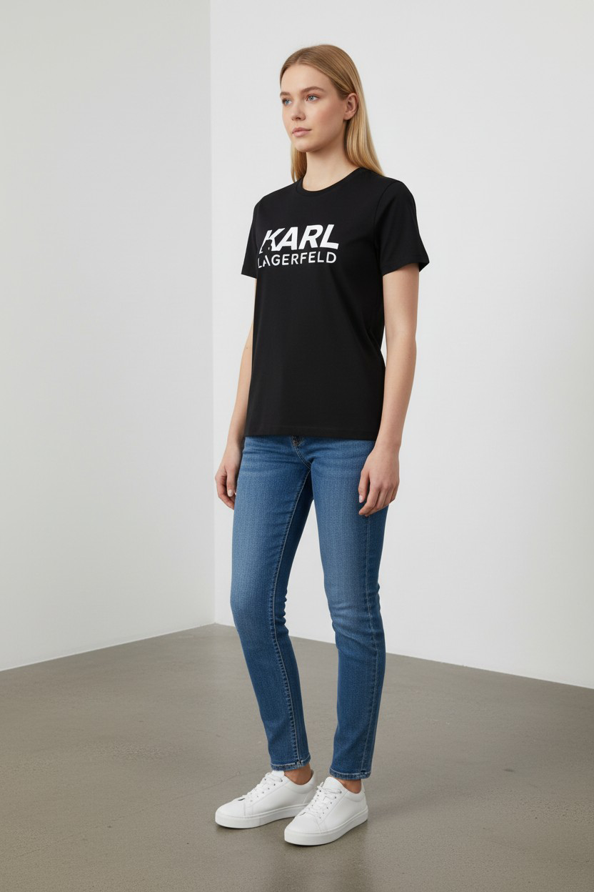Karl Lagerfeld Signature Embossed Logo short sleeve T-Shirt-#00259