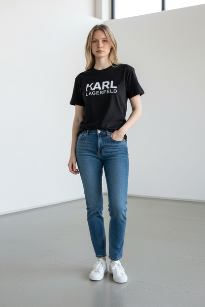 Karl Lagerfeld Signature Embossed Logo short sleeve T-Shirt-#00259