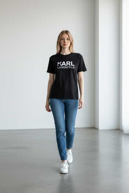 Karl Lagerfeld Signature Embossed Logo short sleeve T-Shirt-#00259
