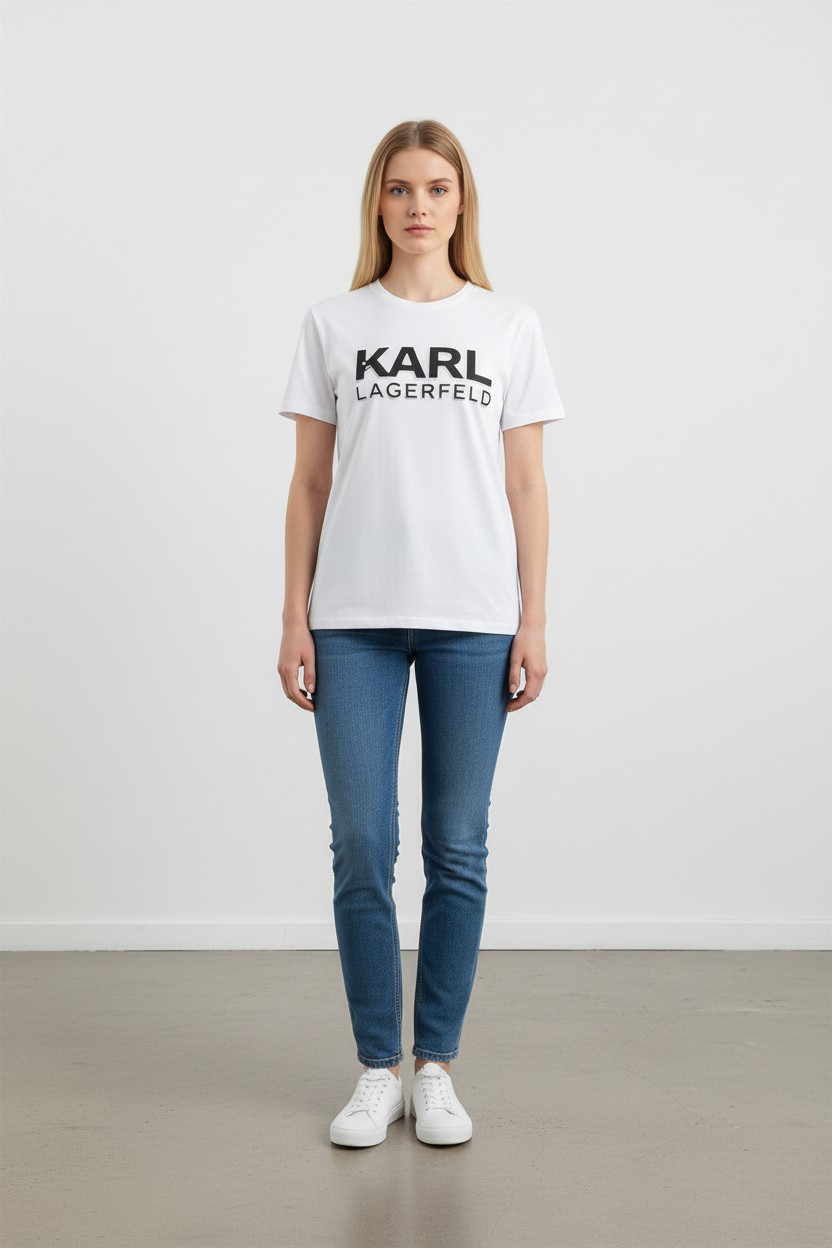 Karl Lagerfeld Signature Embossed Logo short sleeve T-Shirt-#00259