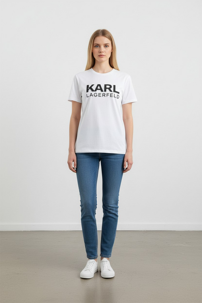 Karl Lagerfeld Signature Embossed Logo short sleeve T-Shirt-#00259