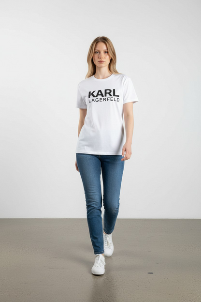 Karl Lagerfeld Signature Embossed Logo short sleeve T-Shirt-#00259