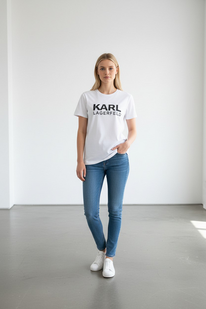 Karl Lagerfeld Signature Embossed Logo short sleeve T-Shirt-#00259