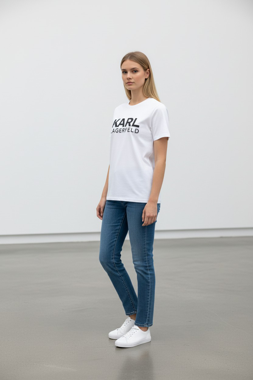 Karl Lagerfeld Signature Embossed Logo short sleeve T-Shirt-#00259