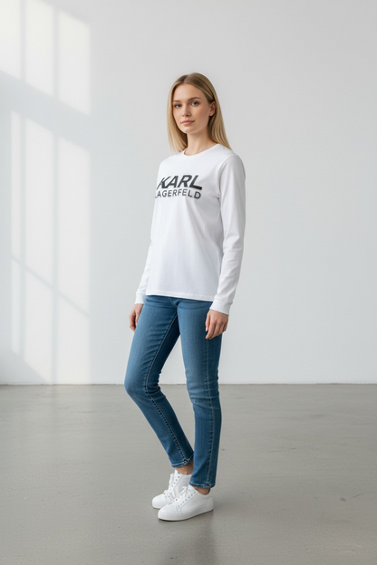 Karl Lagerfeld Signature Embossed Logo long sleeve T-Shirt-#00260