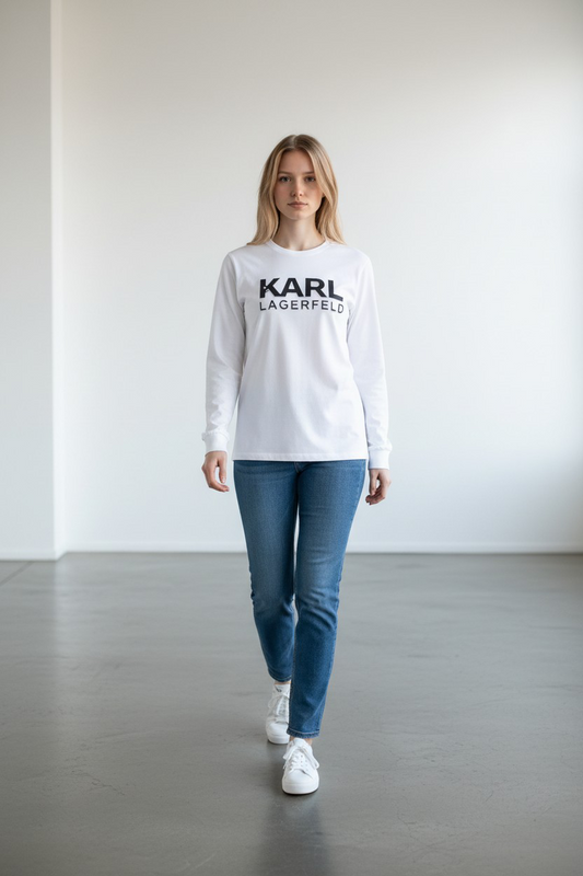 Karl Lagerfeld Signature Embossed Logo long sleeve T-Shirt-#00260