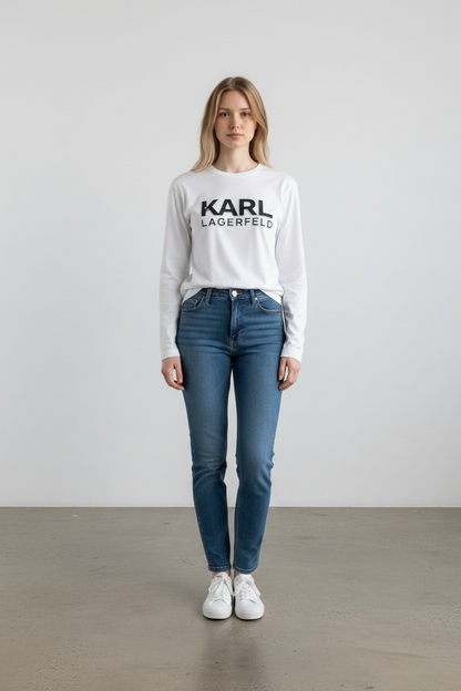 Karl Lagerfeld Signature Embossed Logo long sleeve T-Shirt-#00260