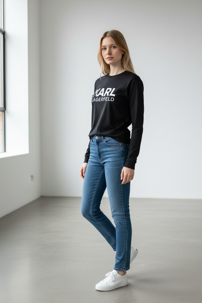 Karl Lagerfeld Signature Embossed Logo long sleeve T-Shirt-#00260