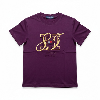 Tommy Hilfiger Kids Embroidered Monogram T-Shirt – Purple-#00267