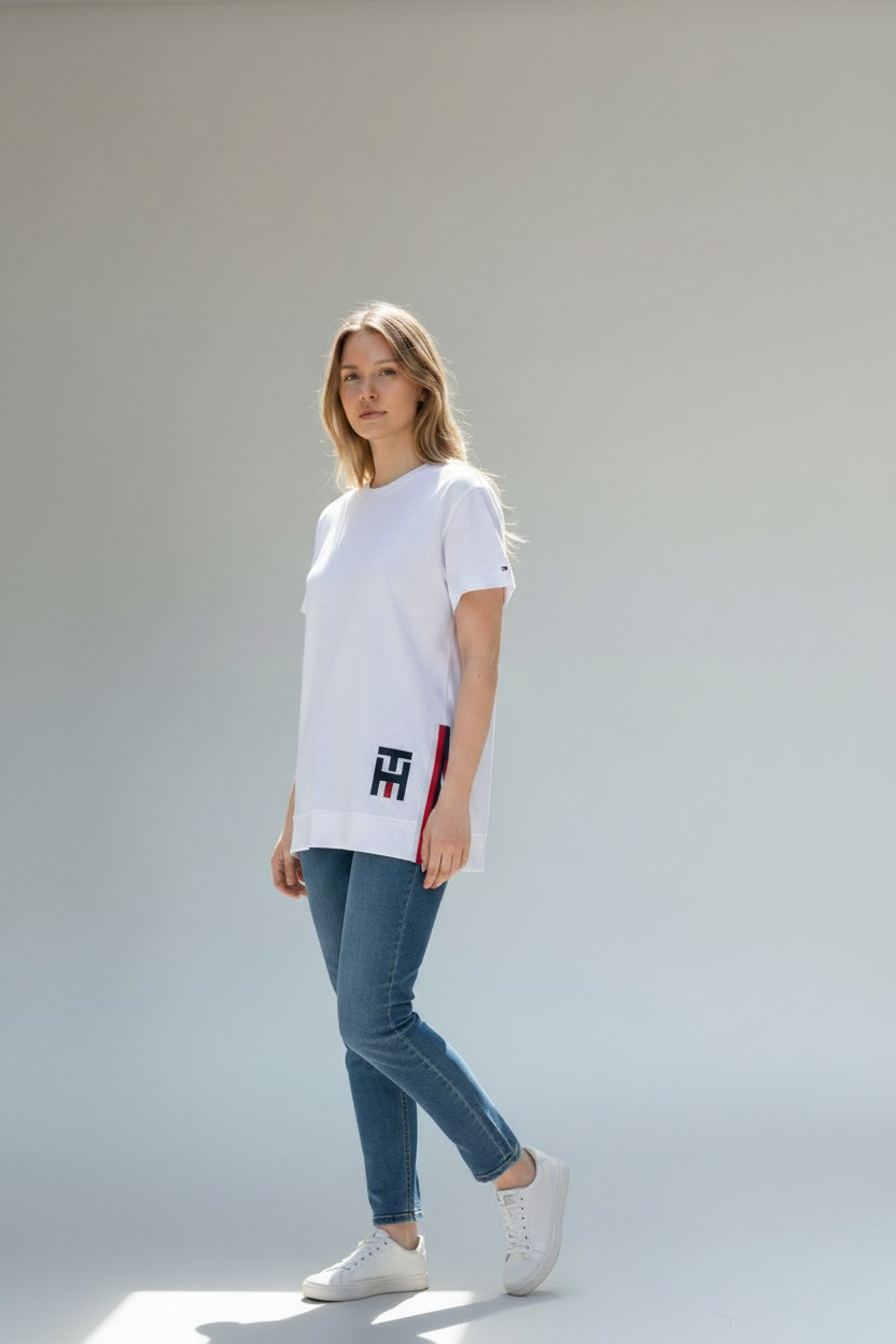 Tommy Hilfiger Elevated Longline Signature T-shirt #00242