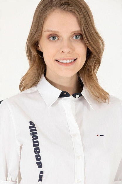 Polo Poplin Lycra Shirt with Logo Print