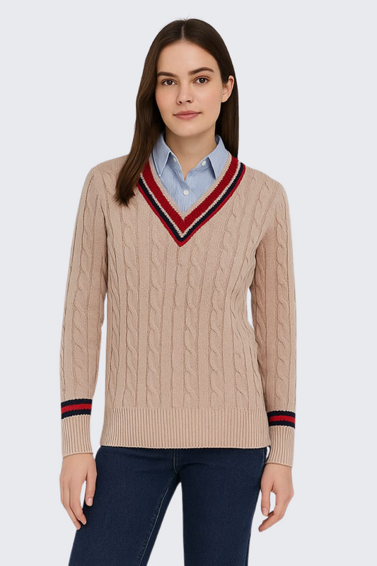 Tommy Hilfiger Striped Cable Knit Sweater/ #0083