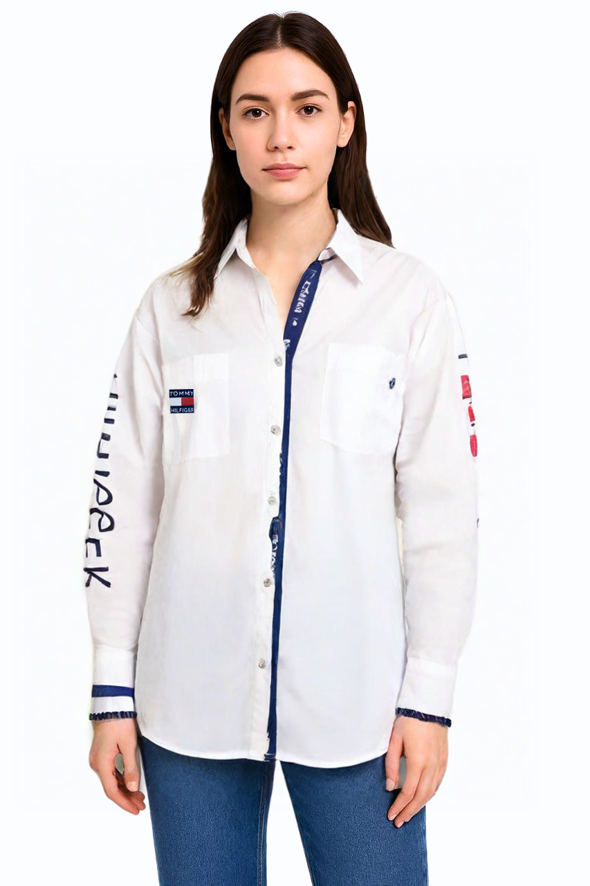Tommy Hilfiger White Logo Shirt – Long Sleeve