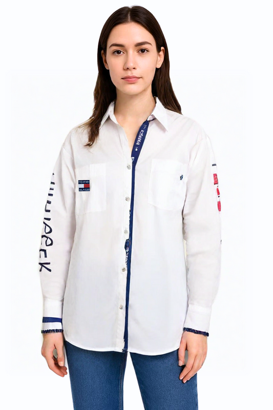 Tommy Hilfiger White Logo Shirt – Long Sleeve